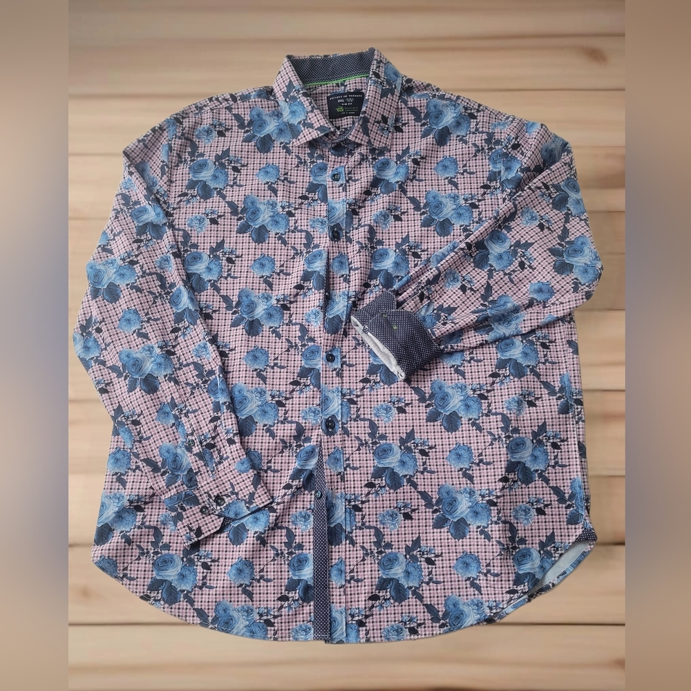 Society of Threads Slim fit Floral Print Performance non iron dress shirt XXL